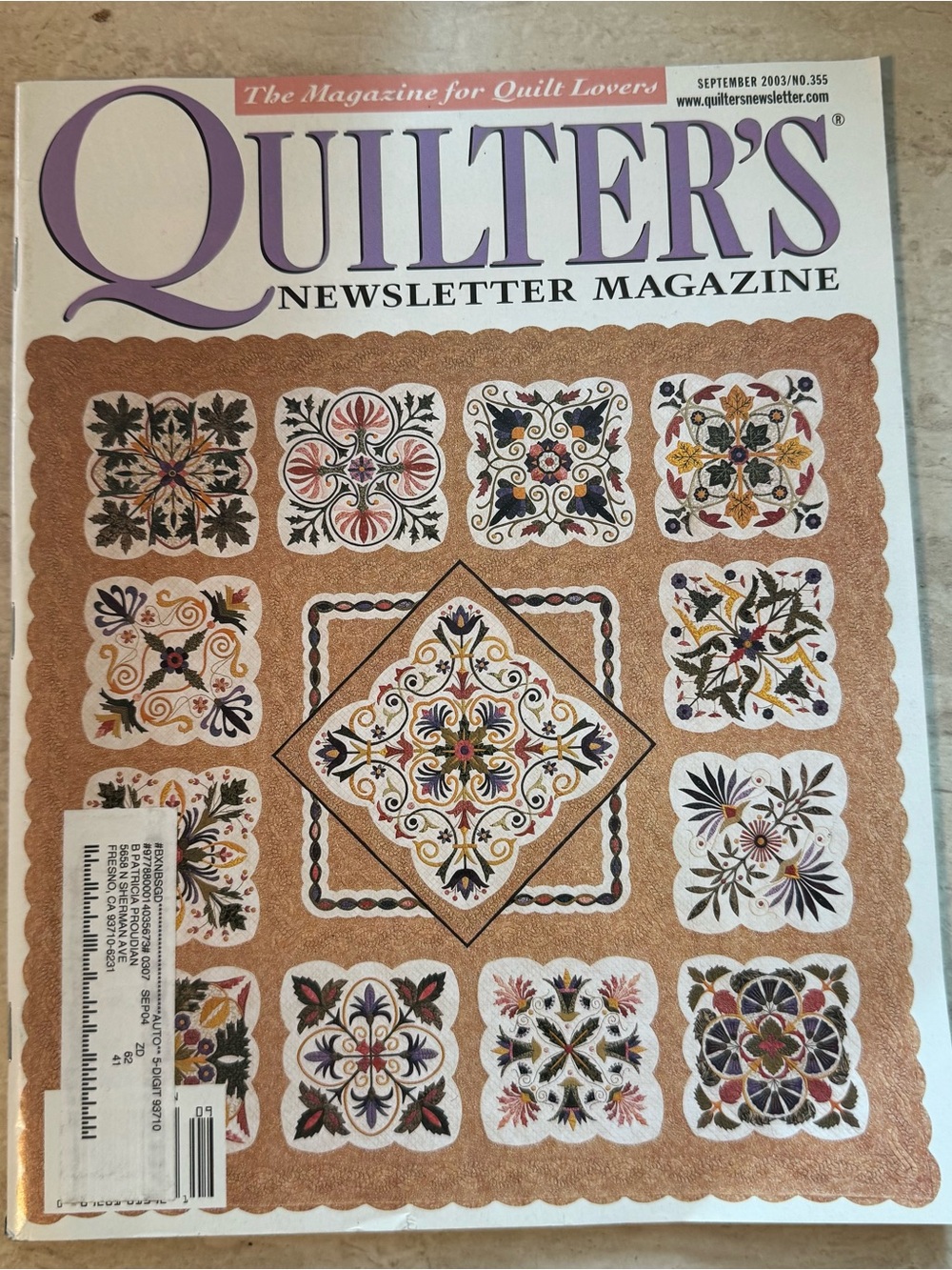 September 2003 Quilters Newsletter Magazine Fall Quilting